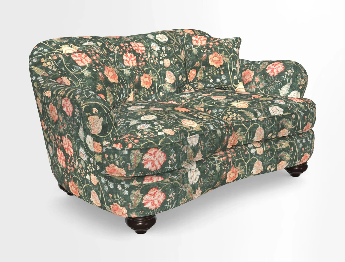 Fairmont 2.5 Seater Sofa in Romo Osumi Wild Rose with Contrast Piping in Linwood Luna Blossom Contrasting Scatters in Colefax & Fowler Jocasta Velvet Red