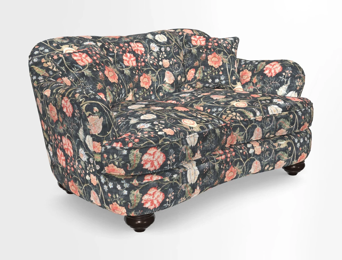 Fairmont 2.5 Seater Sofa in Romo Osumi Wild Rose with Contrast Piping in Linwood Luna Blossom Contrasting Scatters in Colefax & Fowler Jocasta Velvet Red