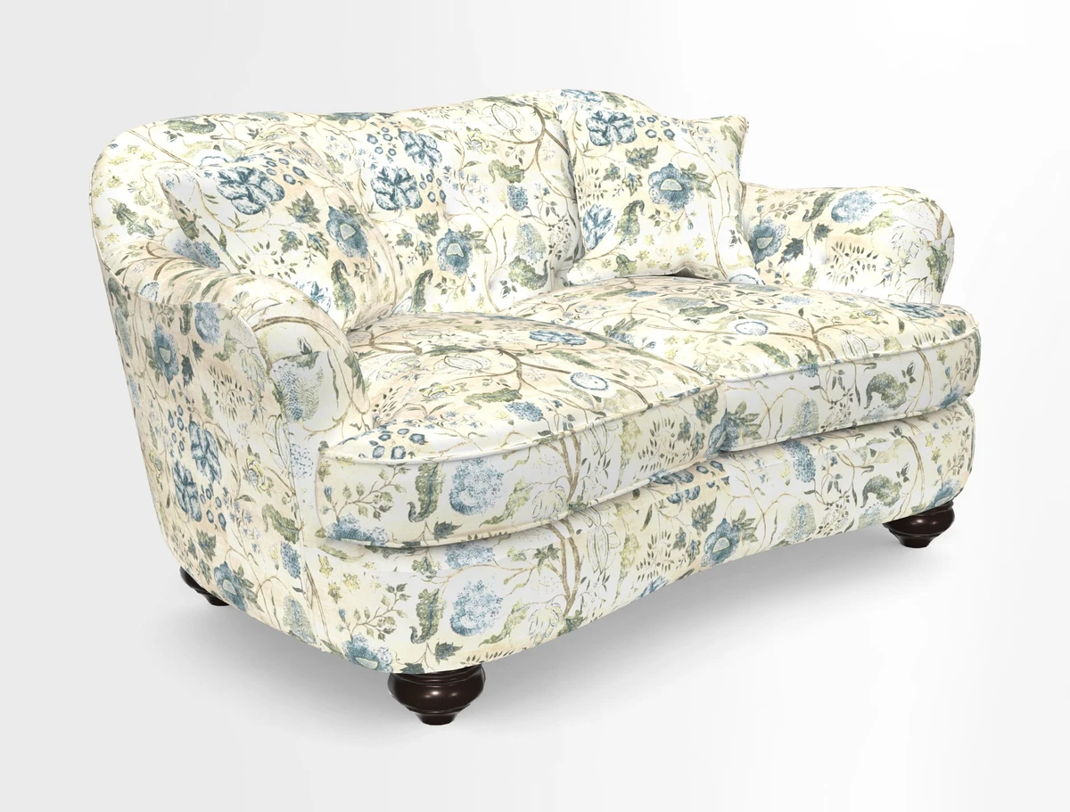 Fairmont 2.5 Seater Sofa in Romo Osumi Wild Rose with Contrast Piping in Linwood Luna Blossom Contrasting Scatters in Colefax & Fowler Jocasta Velvet Red