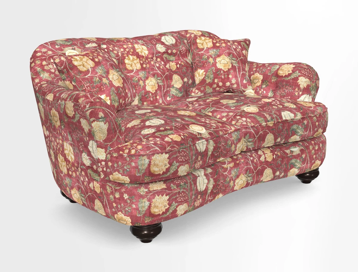 Fairmont 2.5 Seater Sofa in Romo Osumi Wild Rose with Contrast Piping in Linwood Luna Blossom Contrasting Scatters in Colefax & Fowler Jocasta Velvet Red