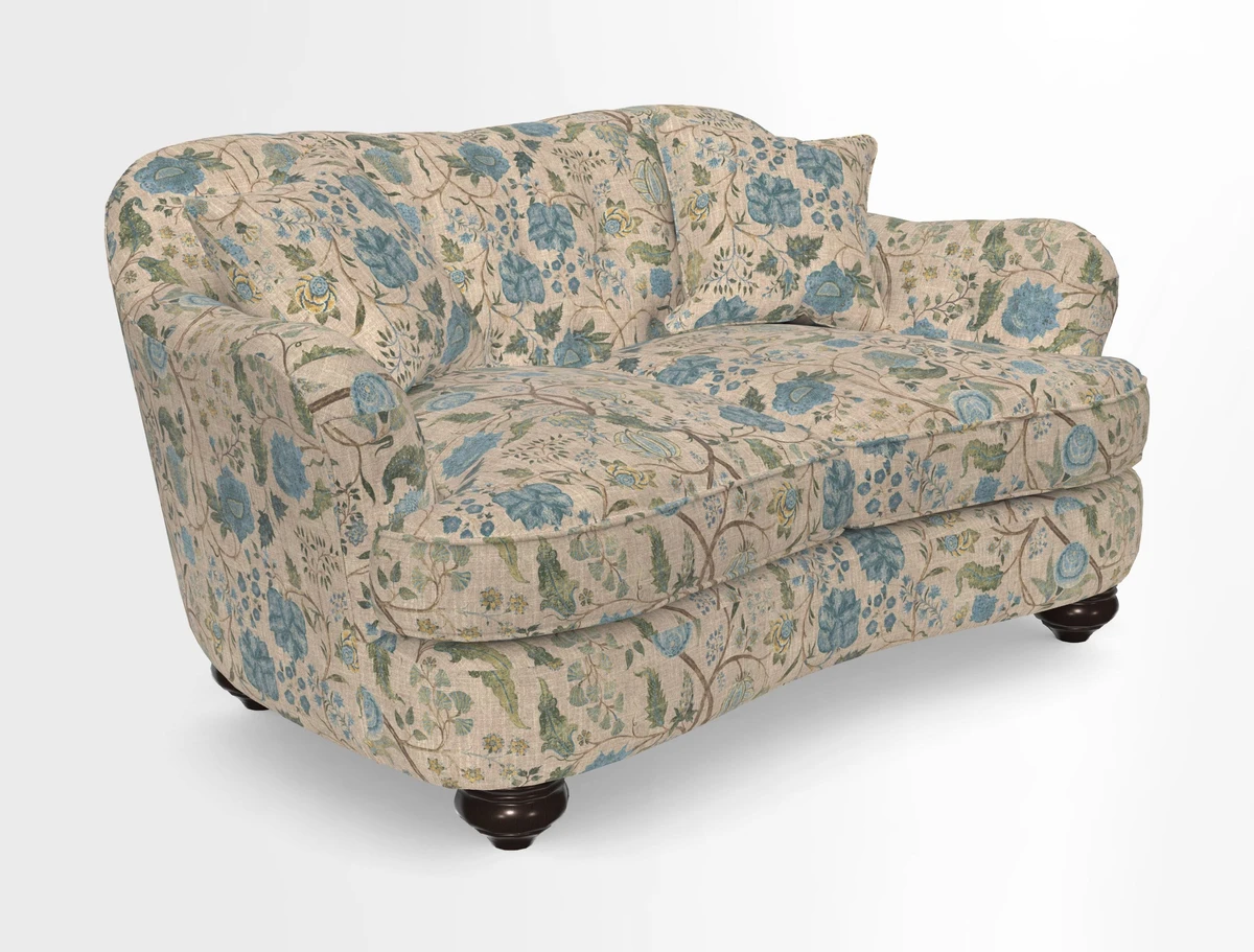Fairmont 2.5 Seater Sofa in Romo Osumi Wild Rose with Contrast Piping in Linwood Luna Blossom Contrasting Scatters in Colefax & Fowler Jocasta Velvet Red