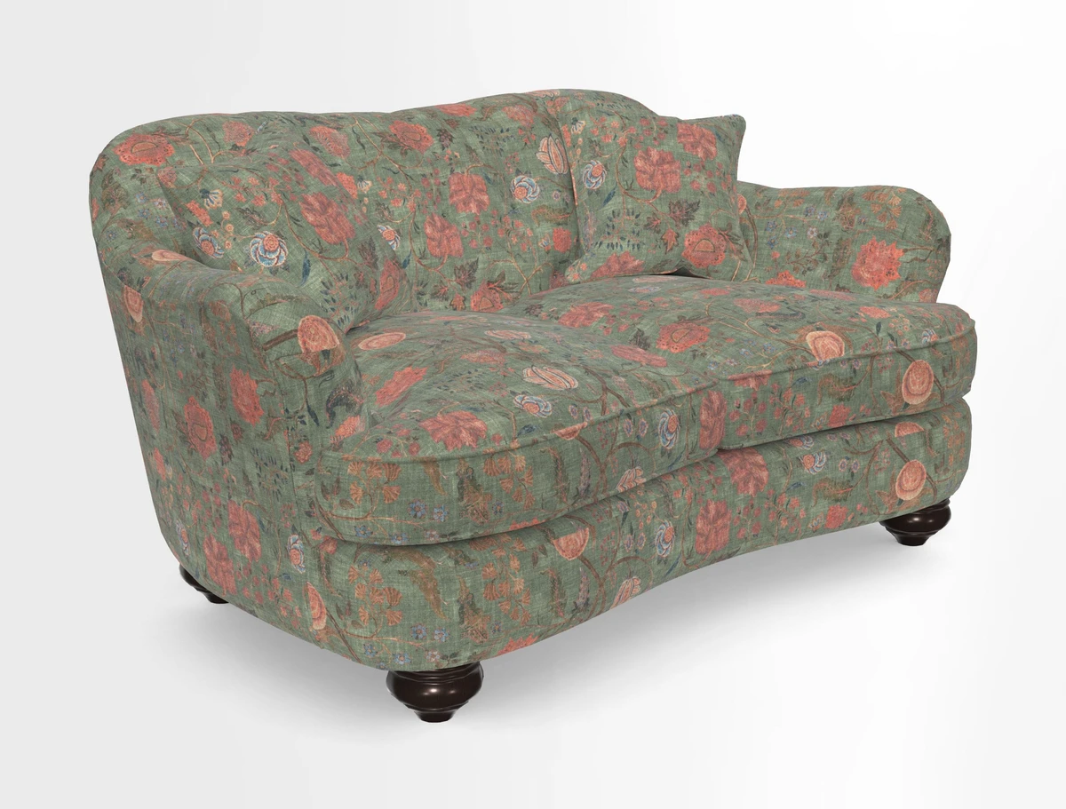 Fairmont 2.5 Seater Sofa in Romo Osumi Wild Rose with Contrast Piping in Linwood Luna Blossom Contrasting Scatters in Colefax & Fowler Jocasta Velvet Red