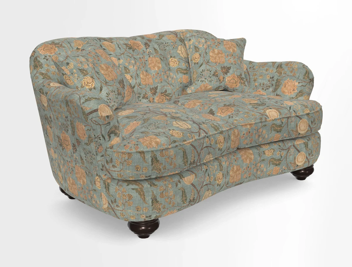 Fairmont 2.5 Seater Sofa in Romo Osumi Wild Rose with Contrast Piping in Linwood Luna Blossom Contrasting Scatters in Colefax & Fowler Jocasta Velvet Red
