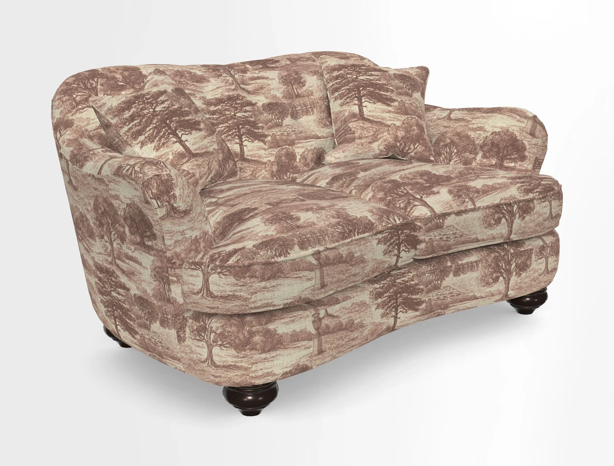 Fairmont 2.5 Seater Sofa in Romo Osumi Wild Rose with Contrast Piping in Linwood Luna Blossom Contrasting Scatters in Colefax & Fowler Jocasta Velvet Red