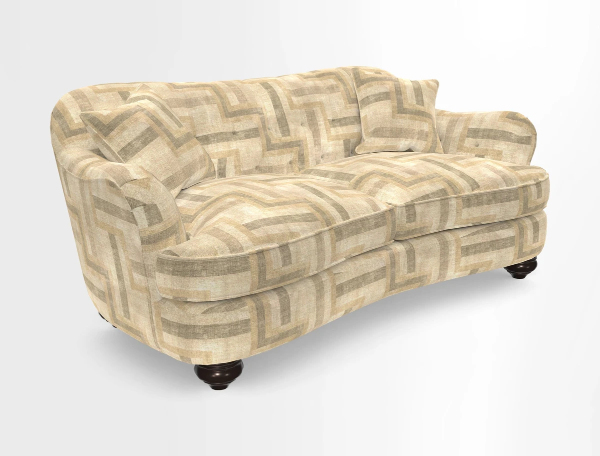 Fairmont 3 Seater Sofa in Romo Osumi Wild Rose with Contrast Piping in Linwood Luna Blossom Contrasting Scatters in Colefax & Fowler Jocasta Velvet Red