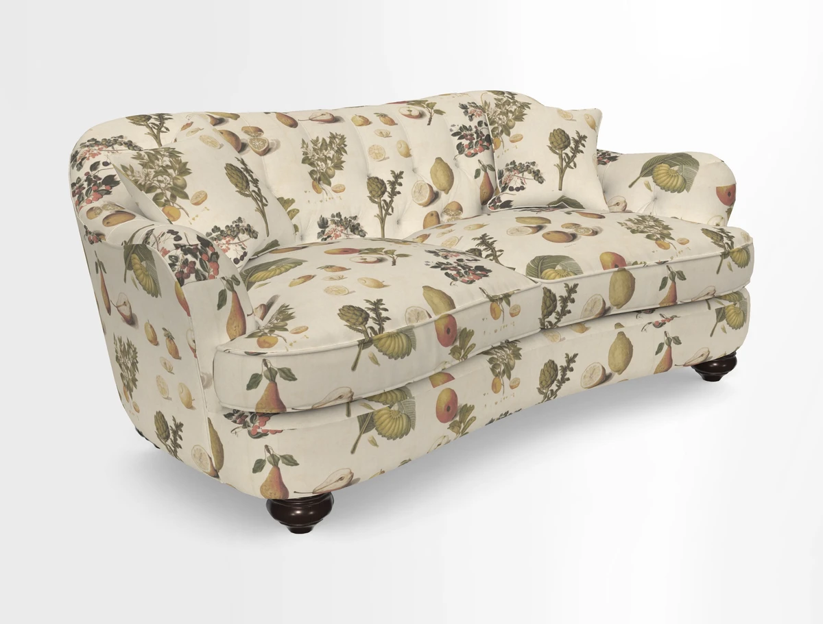 Fairmont 3 Seater Sofa in Romo Osumi Wild Rose with Contrast Piping in Linwood Luna Blossom Contrasting Scatters in Colefax & Fowler Jocasta Velvet Red