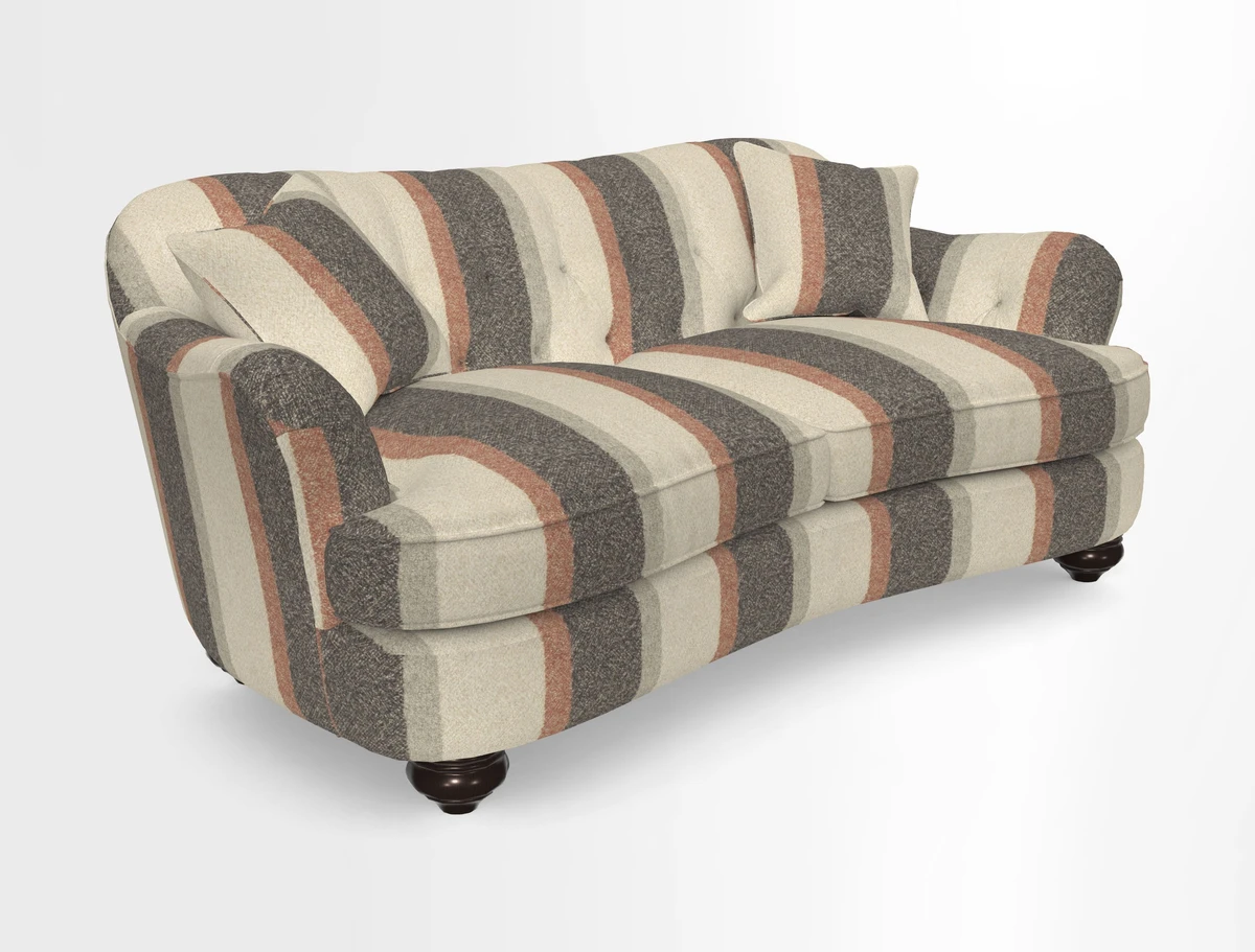 Fairmont 3 Seater Sofa in Romo Osumi Wild Rose with Contrast Piping in Linwood Luna Blossom Contrasting Scatters in Colefax & Fowler Jocasta Velvet Red