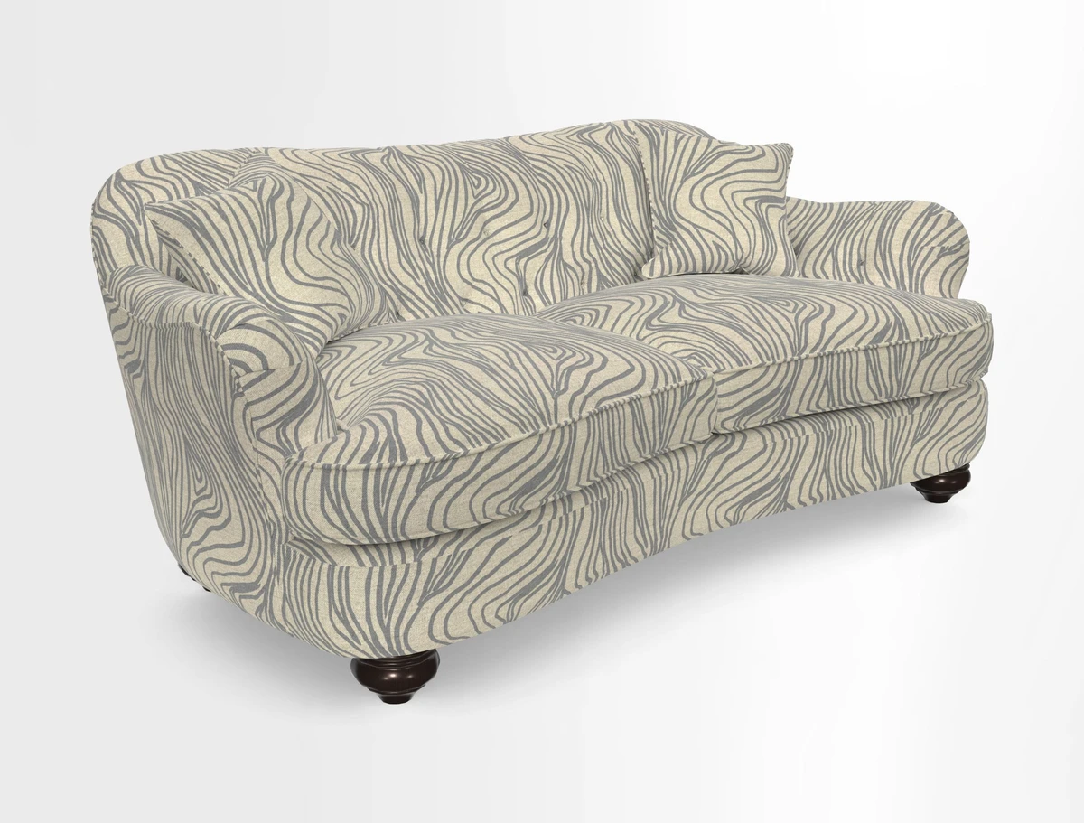 Fairmont 3 Seater Sofa in Romo Osumi Wild Rose with Contrast Piping in Linwood Luna Blossom Contrasting Scatters in Colefax & Fowler Jocasta Velvet Red