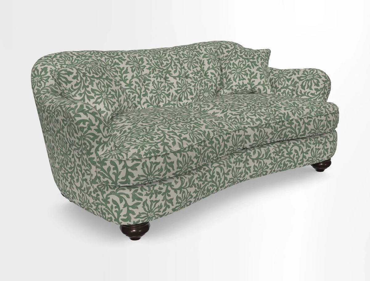 Fairmont 3 Seater Sofa in Romo Osumi Wild Rose with Contrast Piping in Linwood Luna Blossom Contrasting Scatters in Colefax & Fowler Jocasta Velvet Red