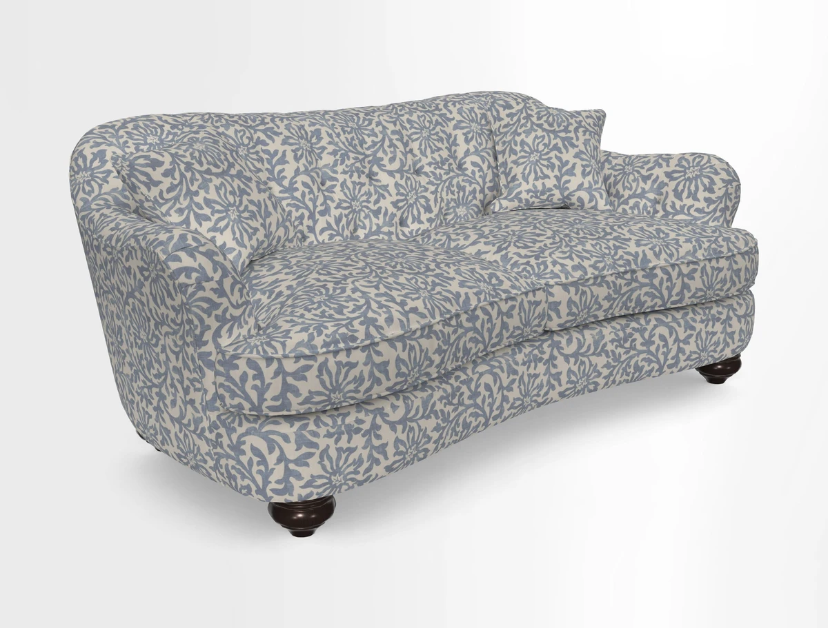 Fairmont 3 Seater Sofa in Romo Osumi Wild Rose with Contrast Piping in Linwood Luna Blossom Contrasting Scatters in Colefax & Fowler Jocasta Velvet Red