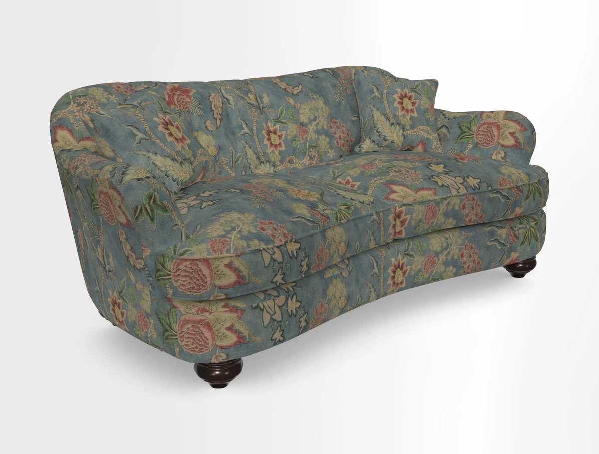 Fairmont 3 Seater Sofa in Romo Osumi Wild Rose with Contrast Piping in Linwood Luna Blossom Contrasting Scatters in Colefax & Fowler Jocasta Velvet Red