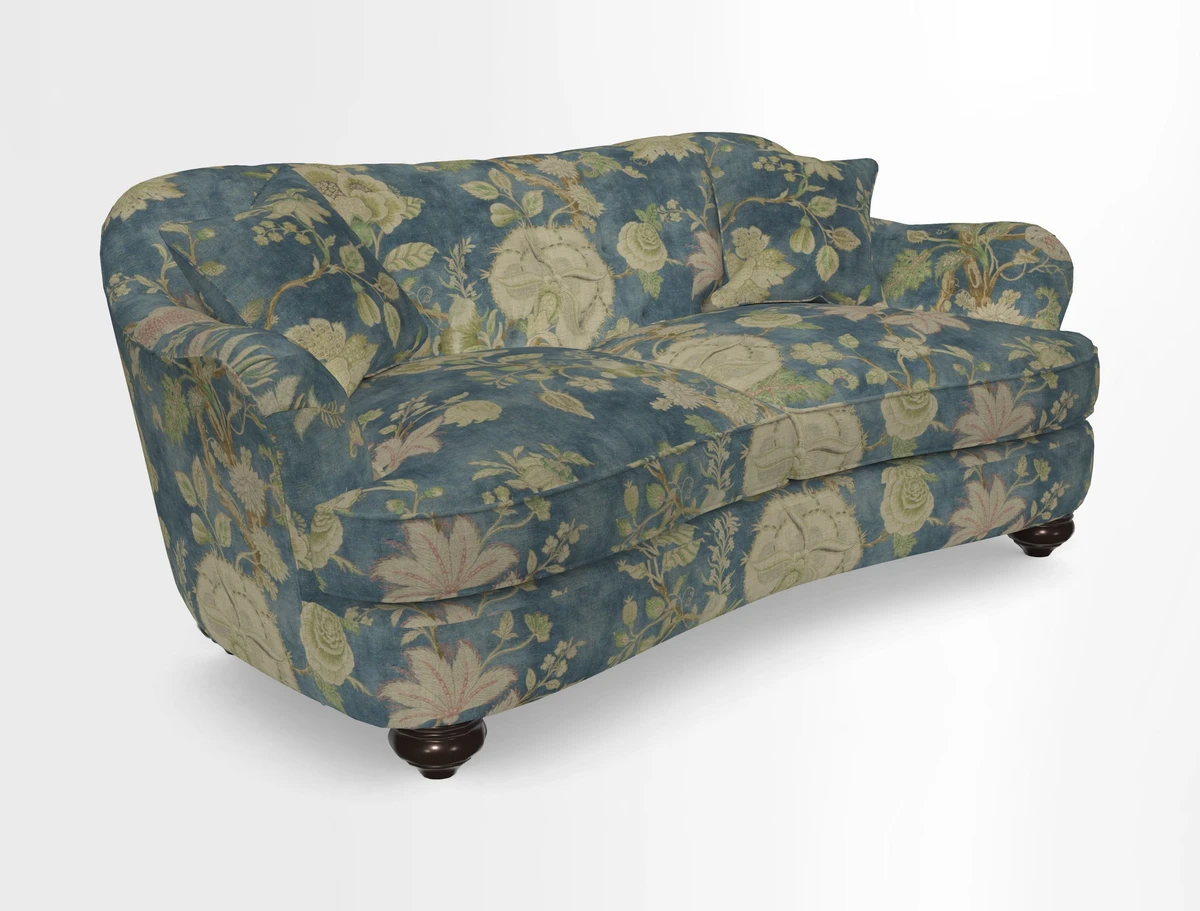 Fairmont 3 Seater Sofa in Romo Osumi Wild Rose with Contrast Piping in Linwood Luna Blossom Contrasting Scatters in Colefax & Fowler Jocasta Velvet Red