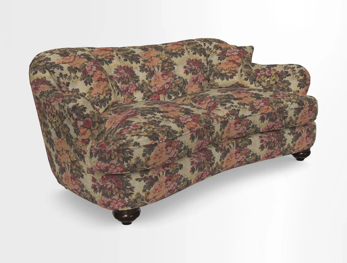 Fairmont 3 Seater Sofa in Romo Osumi Wild Rose with Contrast Piping in Linwood Luna Blossom Contrasting Scatters in Colefax & Fowler Jocasta Velvet Red