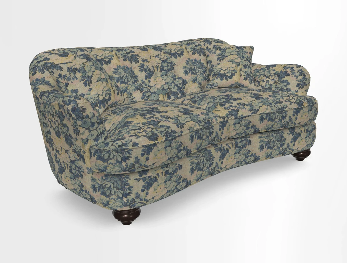 Fairmont 3 Seater Sofa in Romo Osumi Wild Rose with Contrast Piping in Linwood Luna Blossom Contrasting Scatters in Colefax & Fowler Jocasta Velvet Red