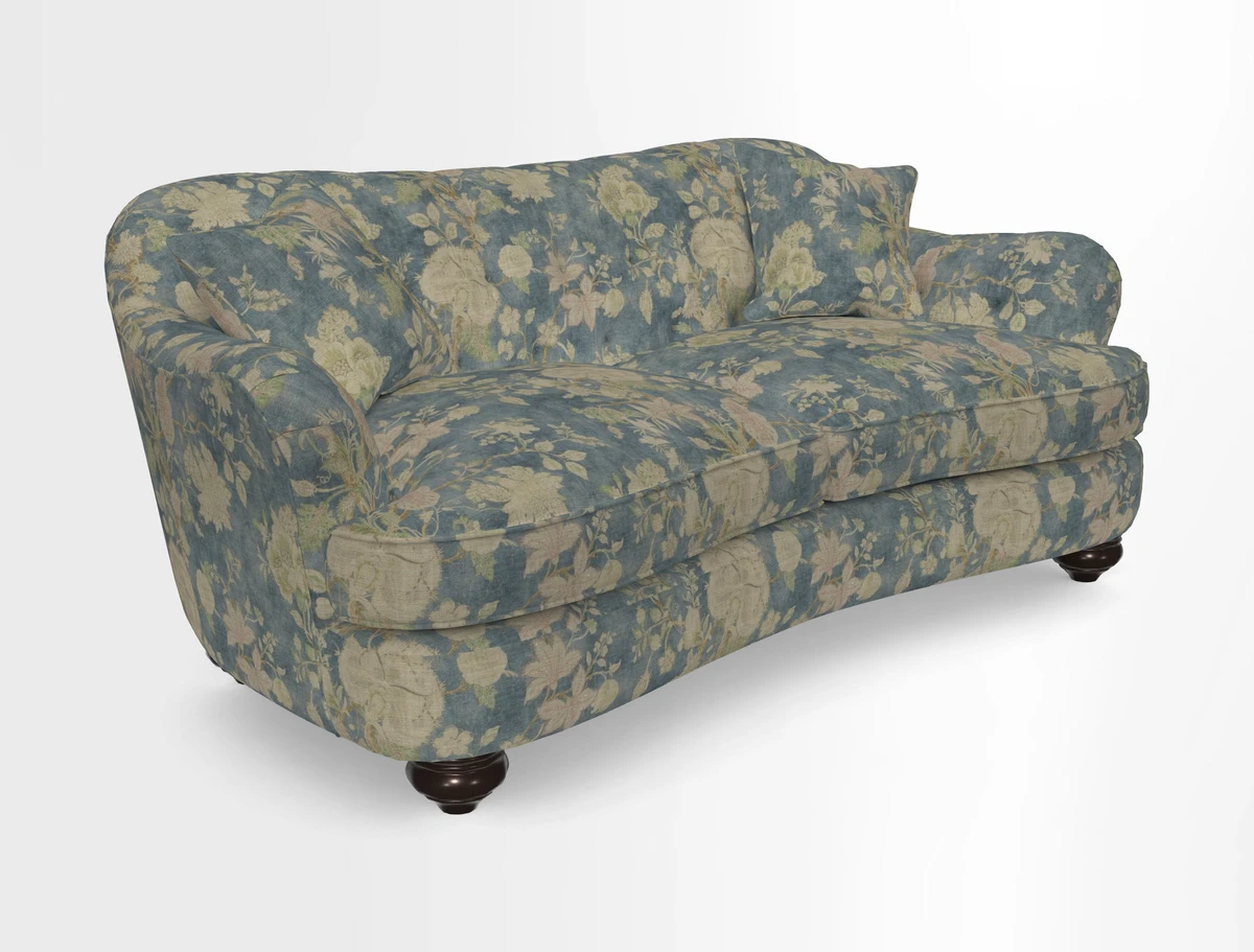 Fairmont 3 Seater Sofa in Romo Osumi Wild Rose with Contrast Piping in Linwood Luna Blossom Contrasting Scatters in Colefax & Fowler Jocasta Velvet Red