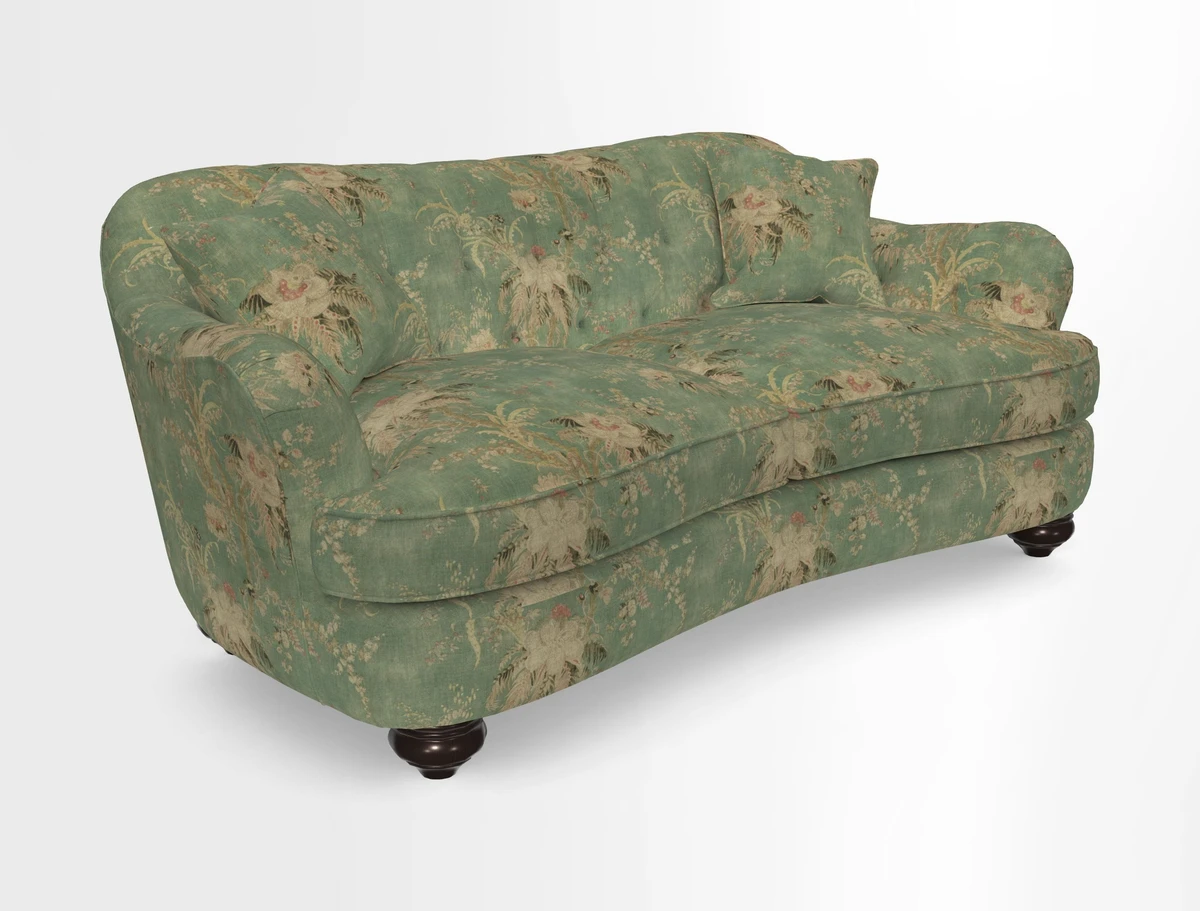 Fairmont 3 Seater Sofa in Romo Osumi Wild Rose with Contrast Piping in Linwood Luna Blossom Contrasting Scatters in Colefax & Fowler Jocasta Velvet Red