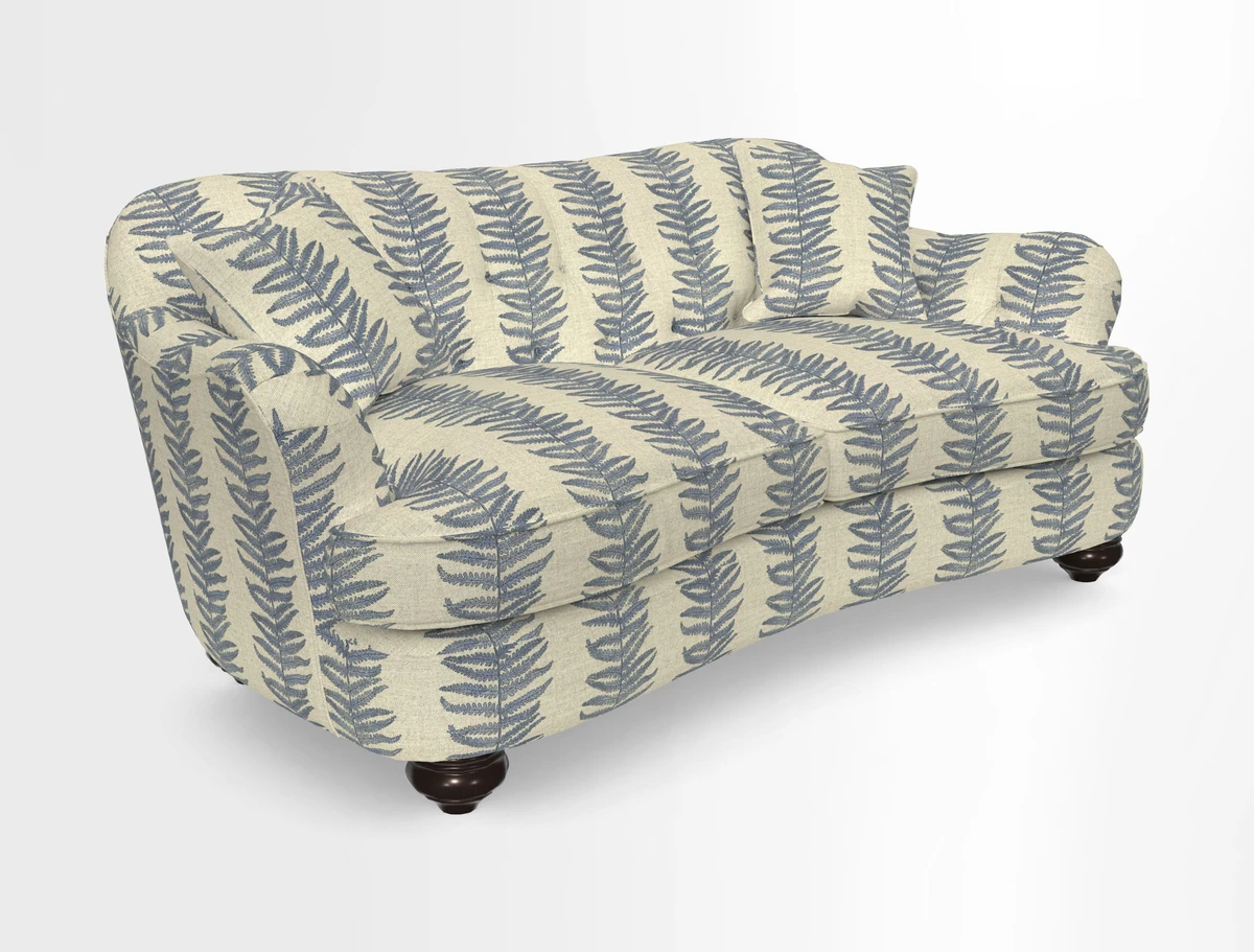 Fairmont 3 Seater Sofa in Romo Osumi Wild Rose with Contrast Piping in Linwood Luna Blossom Contrasting Scatters in Colefax & Fowler Jocasta Velvet Red