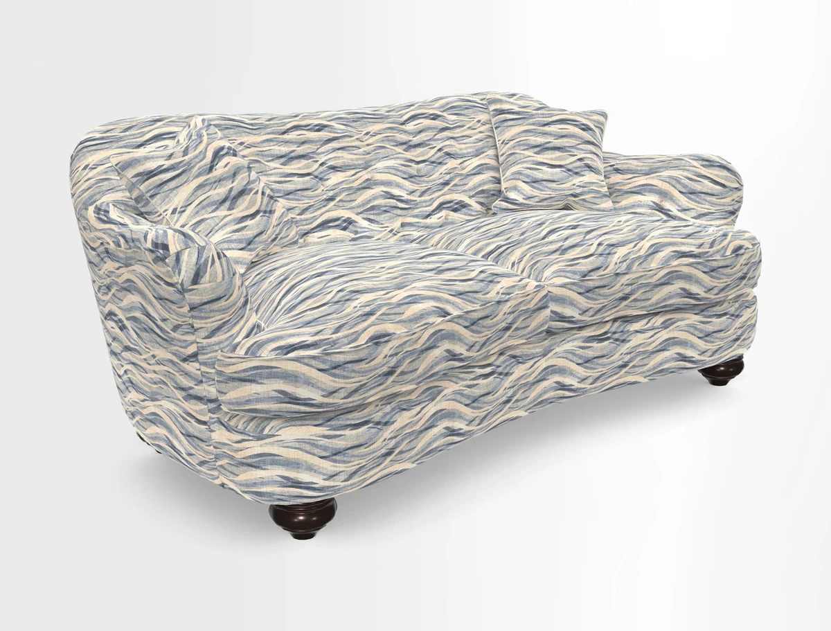 Fairmont 3 Seater Sofa in Romo Osumi Wild Rose with Contrast Piping in Linwood Luna Blossom Contrasting Scatters in Colefax & Fowler Jocasta Velvet Red