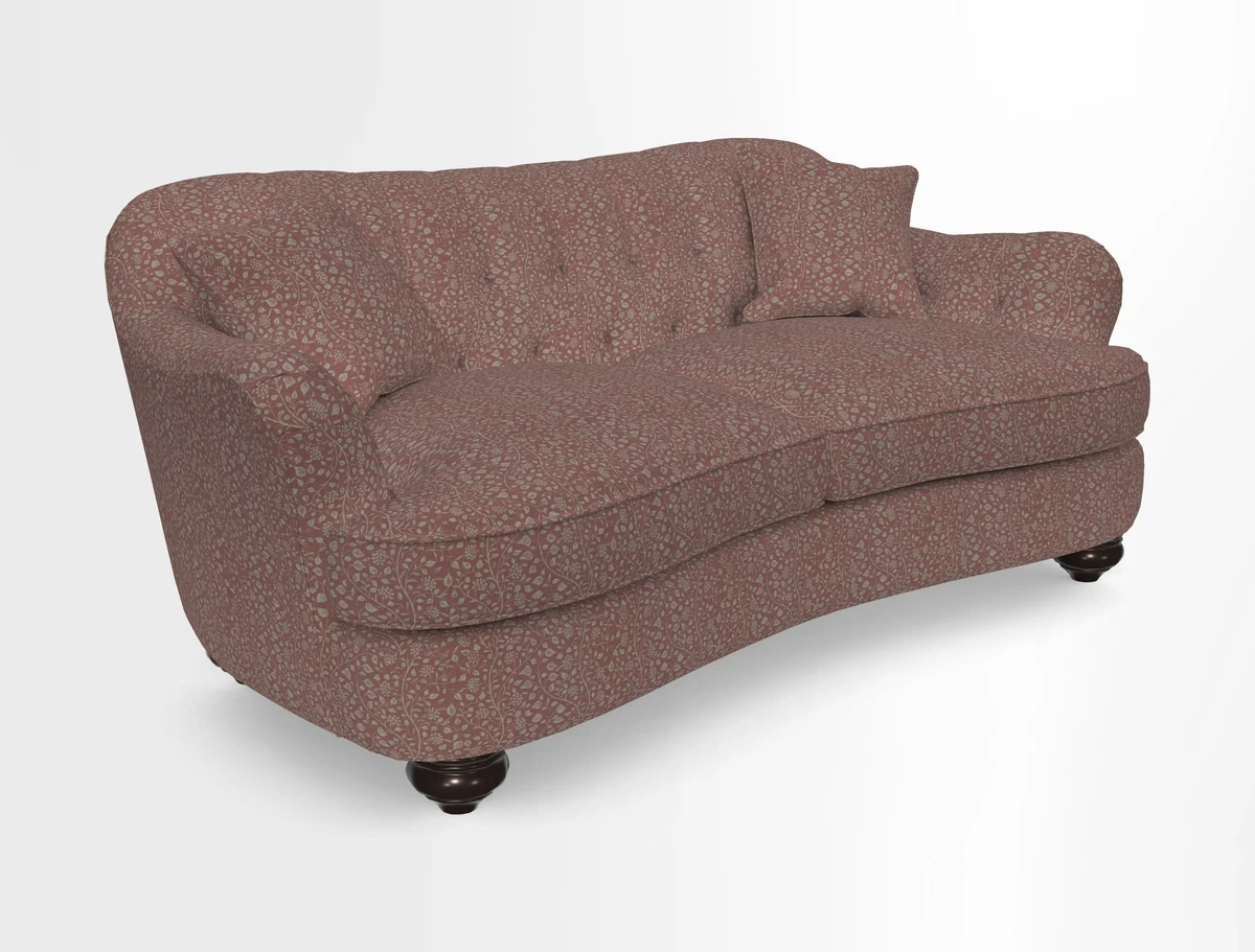 Fairmont 3 Seater Sofa in Romo Osumi Wild Rose with Contrast Piping in Linwood Luna Blossom Contrasting Scatters in Colefax & Fowler Jocasta Velvet Red