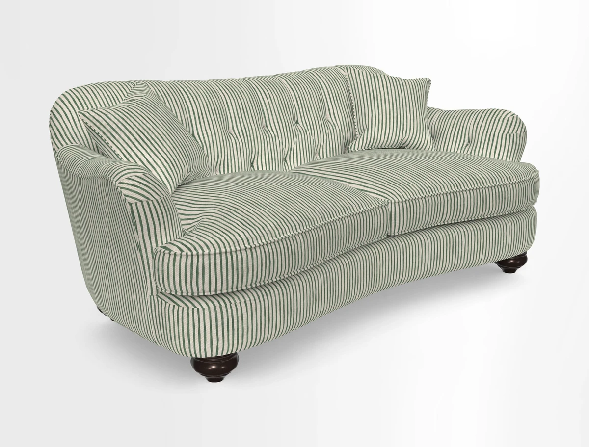 Fairmont 3 Seater Sofa in Romo Osumi Wild Rose with Contrast Piping in Linwood Luna Blossom Contrasting Scatters in Colefax & Fowler Jocasta Velvet Red