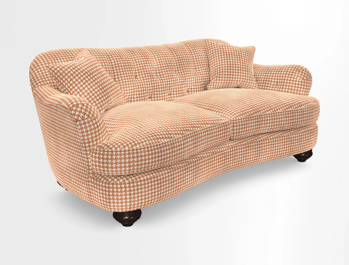 Fairmont 3 Seater Sofa in Romo Osumi Wild Rose with Contrast Piping in Linwood Luna Blossom Contrasting Scatters in Colefax & Fowler Jocasta Velvet Red