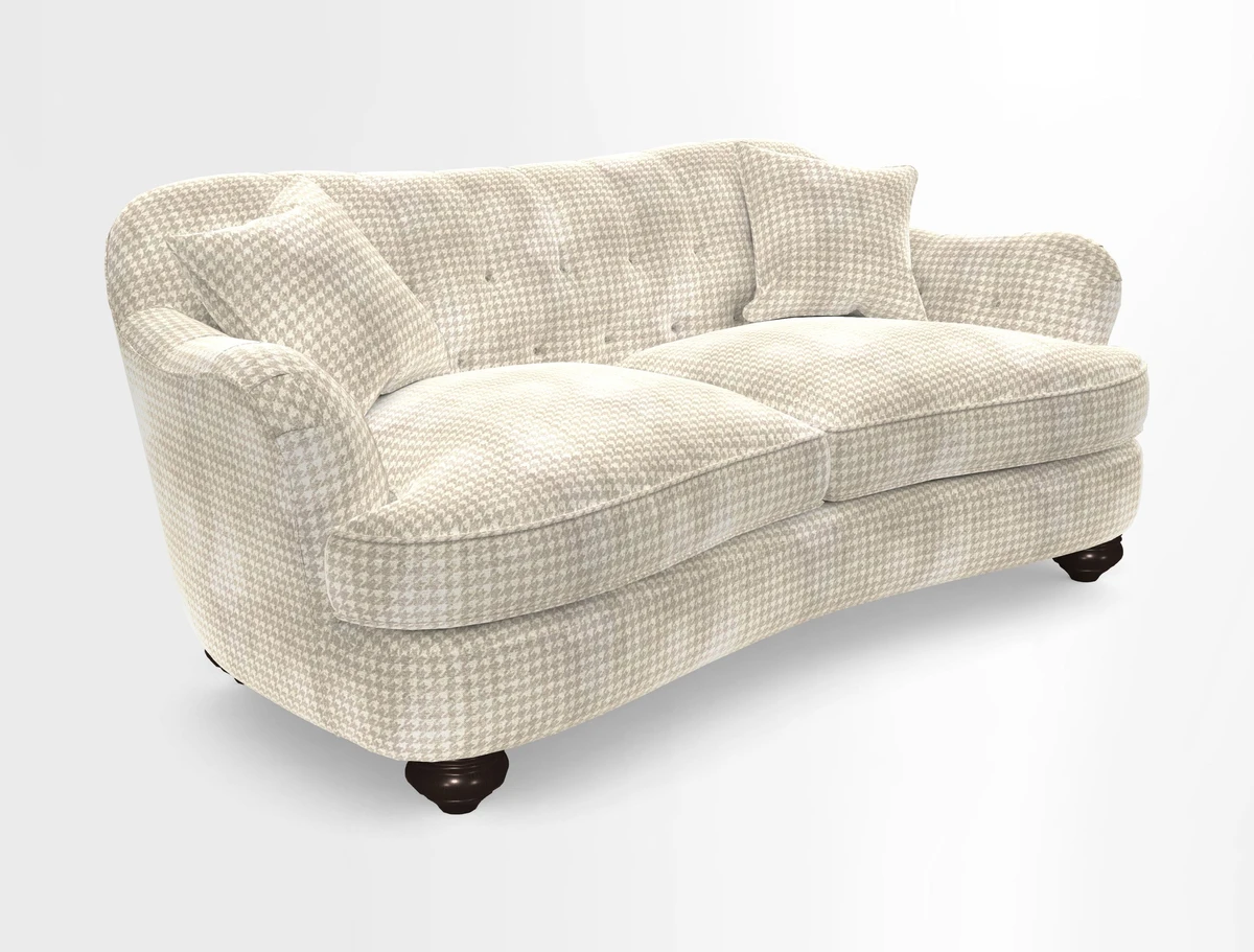 Fairmont 3 Seater Sofa in Romo Osumi Wild Rose with Contrast Piping in Linwood Luna Blossom Contrasting Scatters in Colefax & Fowler Jocasta Velvet Red