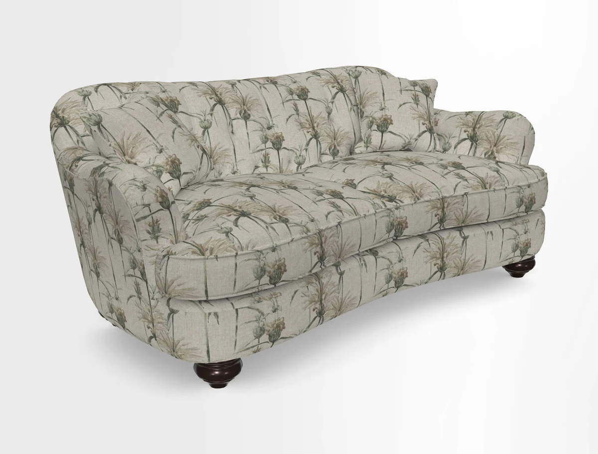 Fairmont 3 Seater Sofa in Romo Osumi Wild Rose with Contrast Piping in Linwood Luna Blossom Contrasting Scatters in Colefax & Fowler Jocasta Velvet Red