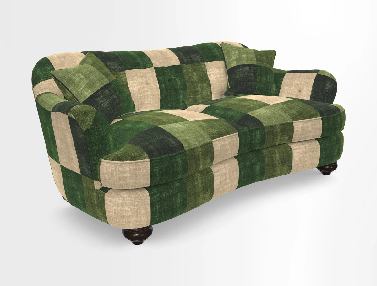 Fairmont 3 Seater Sofa in Romo Osumi Wild Rose with Contrast Piping in Linwood Luna Blossom Contrasting Scatters in Colefax & Fowler Jocasta Velvet Red