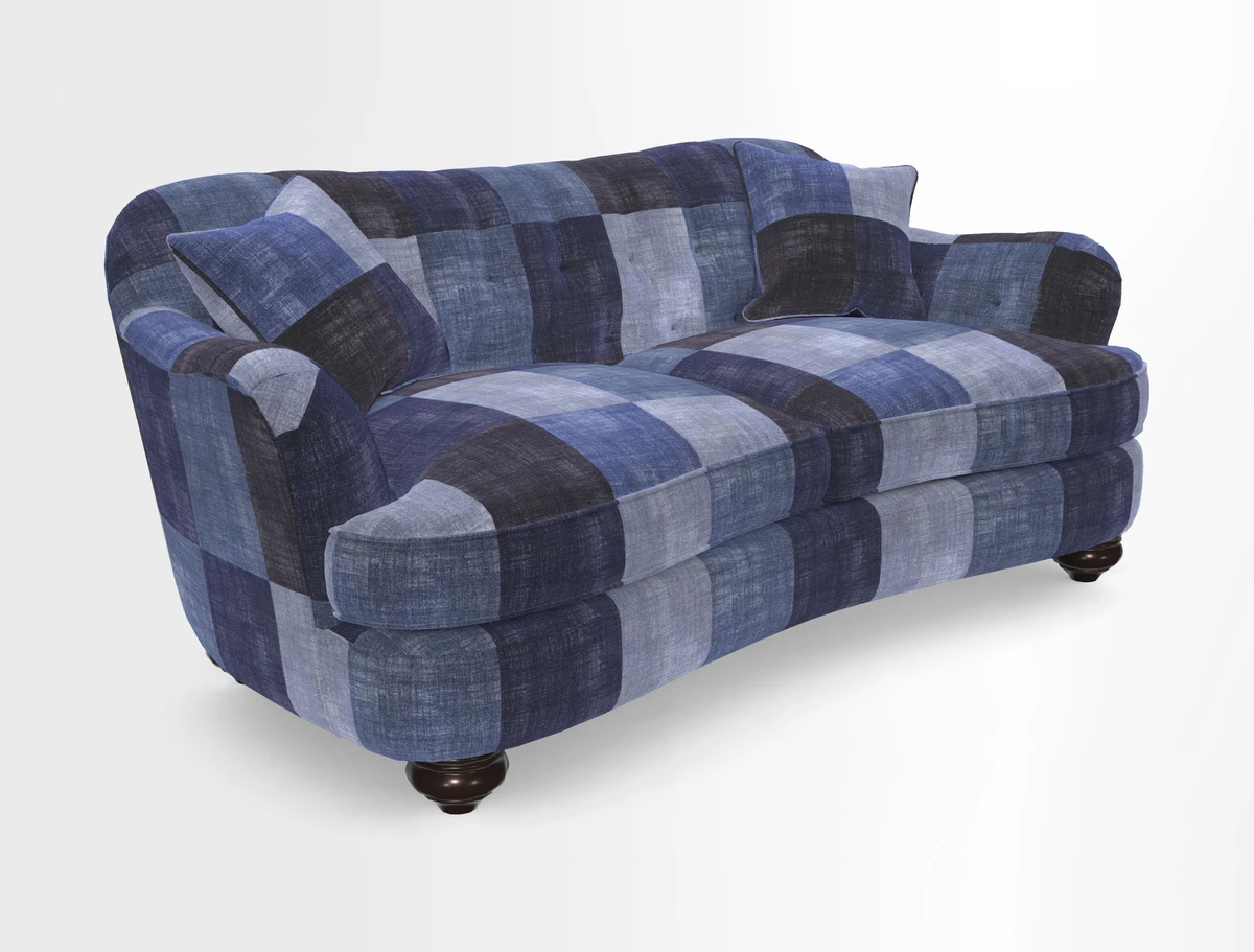 Fairmont 3 Seater Sofa in Romo Osumi Wild Rose with Contrast Piping in Linwood Luna Blossom Contrasting Scatters in Colefax & Fowler Jocasta Velvet Red