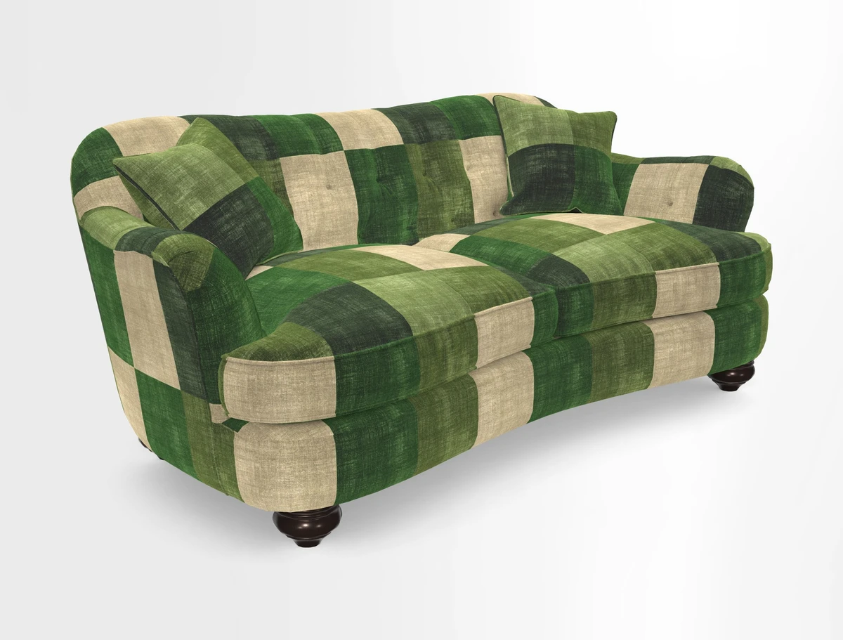 Fairmont 3 Seater Sofa in Romo Osumi Wild Rose with Contrast Piping in Linwood Luna Blossom Contrasting Scatters in Colefax & Fowler Jocasta Velvet Red