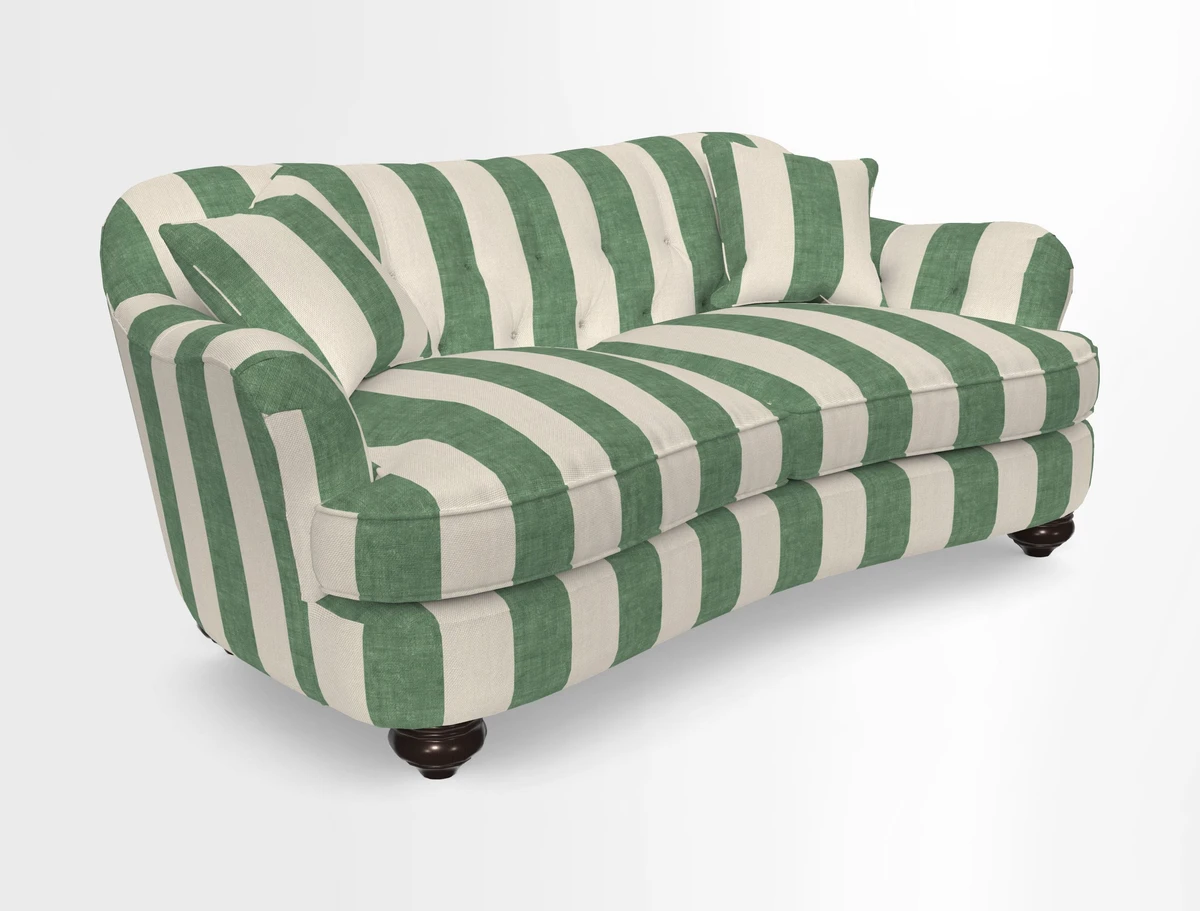 Fairmont 3 Seater Sofa in Romo Osumi Wild Rose with Contrast Piping in Linwood Luna Blossom Contrasting Scatters in Colefax & Fowler Jocasta Velvet Red