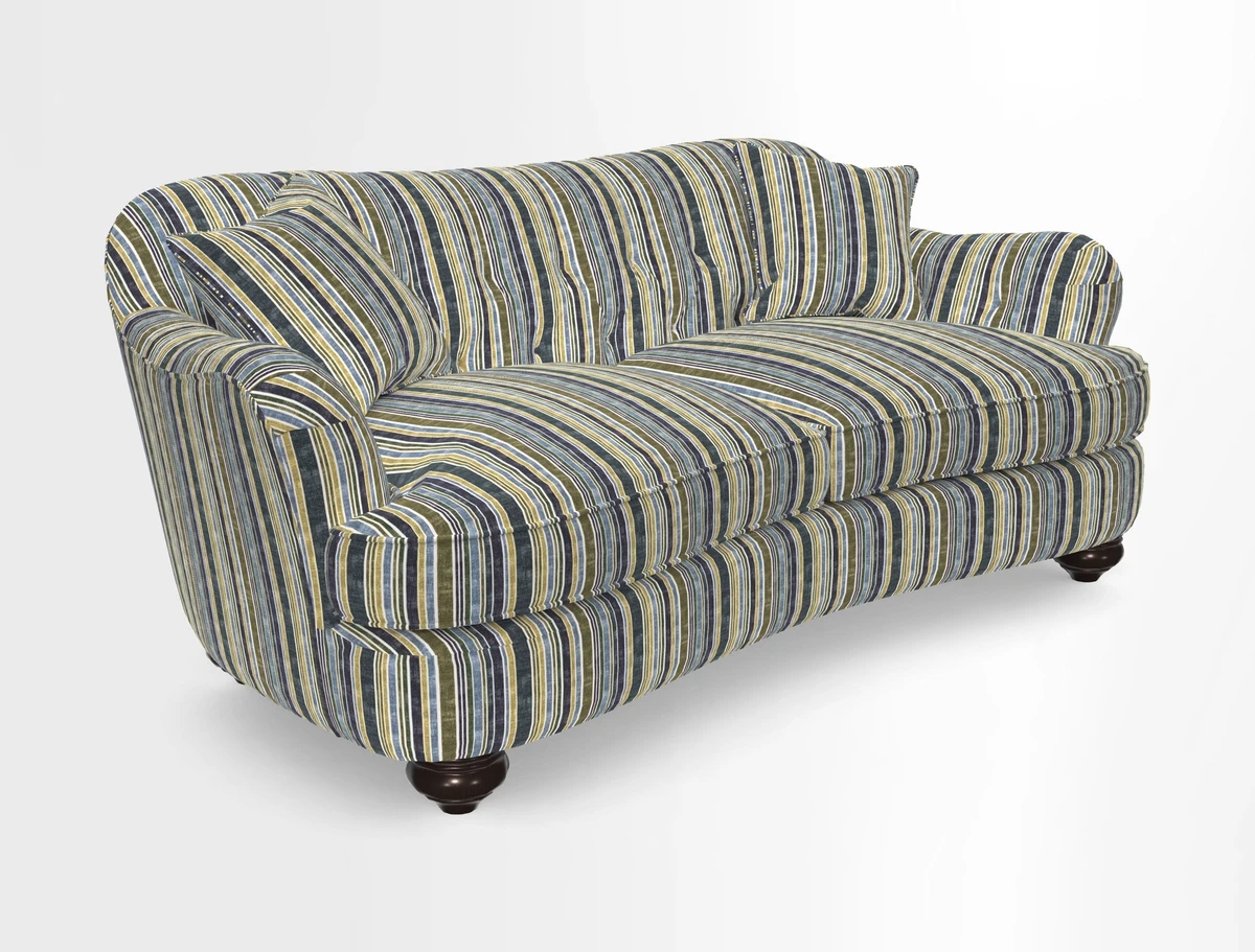 Fairmont 3 Seater Sofa in Romo Osumi Wild Rose with Contrast Piping in Linwood Luna Blossom Contrasting Scatters in Colefax & Fowler Jocasta Velvet Red