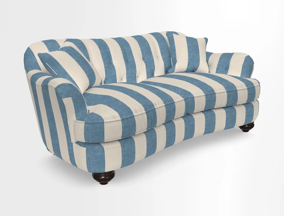 Fairmont 3 Seater Sofa in Romo Osumi Wild Rose with Contrast Piping in Linwood Luna Blossom Contrasting Scatters in Colefax & Fowler Jocasta Velvet Red