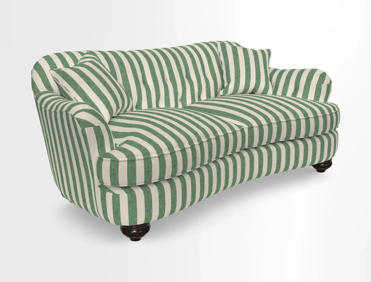 Fairmont 3 Seater Sofa in Romo Osumi Wild Rose with Contrast Piping in Linwood Luna Blossom Contrasting Scatters in Colefax & Fowler Jocasta Velvet Red