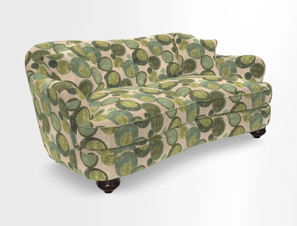 Fairmont 3 Seater Sofa in Romo Osumi Wild Rose with Contrast Piping in Linwood Luna Blossom Contrasting Scatters in Colefax & Fowler Jocasta Velvet Red
