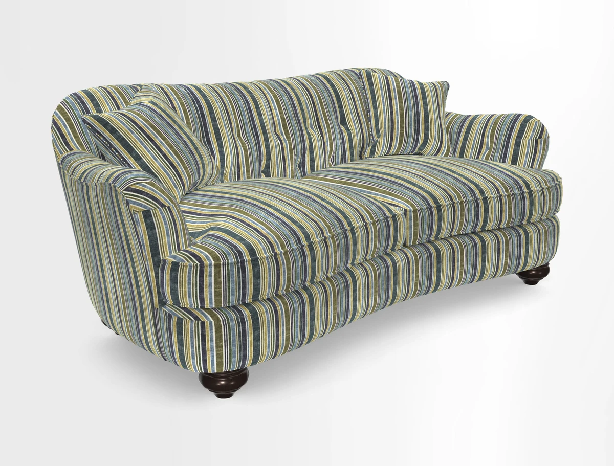 Fairmont 3 Seater Sofa in Romo Osumi Wild Rose with Contrast Piping in Linwood Luna Blossom Contrasting Scatters in Colefax & Fowler Jocasta Velvet Red