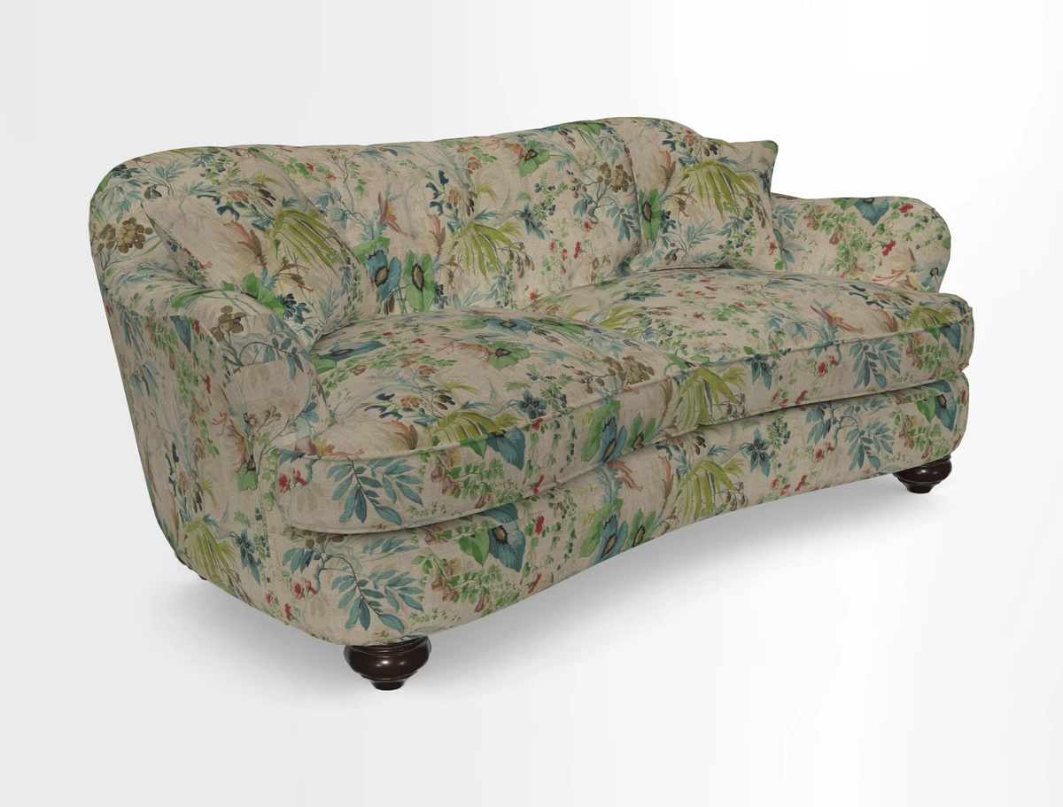 Fairmont 3 Seater Sofa in Romo Osumi Wild Rose with Contrast Piping in Linwood Luna Blossom Contrasting Scatters in Colefax & Fowler Jocasta Velvet Red