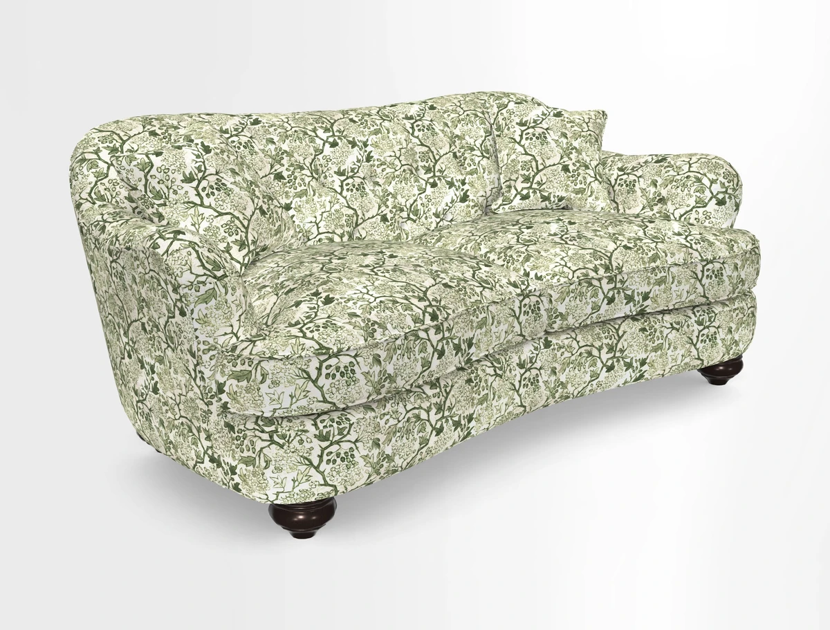 Fairmont 3 Seater Sofa in Romo Osumi Wild Rose with Contrast Piping in Linwood Luna Blossom Contrasting Scatters in Colefax & Fowler Jocasta Velvet Red