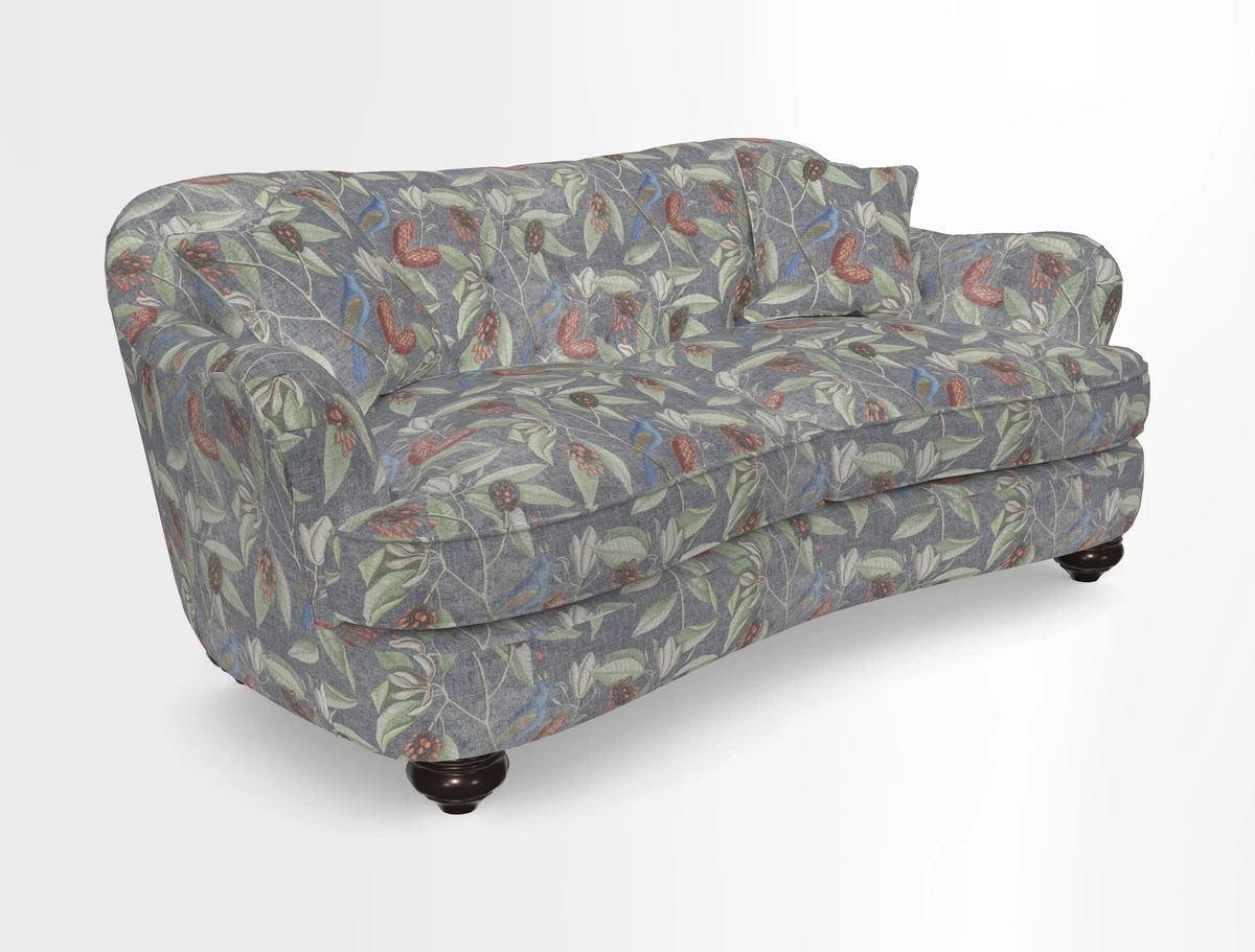 Fairmont 3 Seater Sofa in Romo Osumi Wild Rose with Contrast Piping in Linwood Luna Blossom Contrasting Scatters in Colefax & Fowler Jocasta Velvet Red