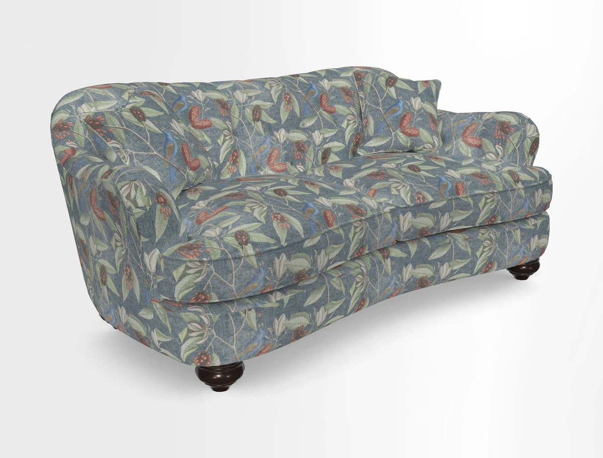 Fairmont 3 Seater Sofa in Romo Osumi Wild Rose with Contrast Piping in Linwood Luna Blossom Contrasting Scatters in Colefax & Fowler Jocasta Velvet Red