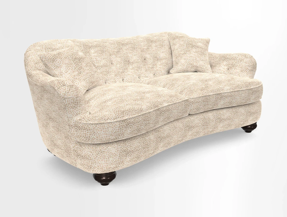 Fairmont 3 Seater Sofa in Romo Osumi Wild Rose with Contrast Piping in Linwood Luna Blossom Contrasting Scatters in Colefax & Fowler Jocasta Velvet Red