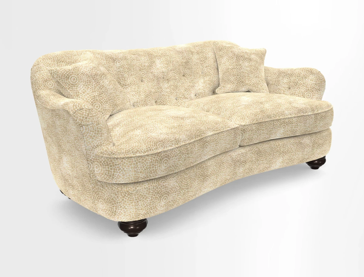 Fairmont 3 Seater Sofa in Romo Osumi Wild Rose with Contrast Piping in Linwood Luna Blossom Contrasting Scatters in Colefax & Fowler Jocasta Velvet Red