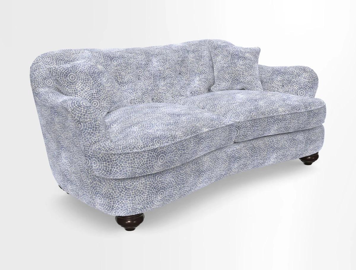 Fairmont 3 Seater Sofa in Romo Osumi Wild Rose with Contrast Piping in Linwood Luna Blossom Contrasting Scatters in Colefax & Fowler Jocasta Velvet Red