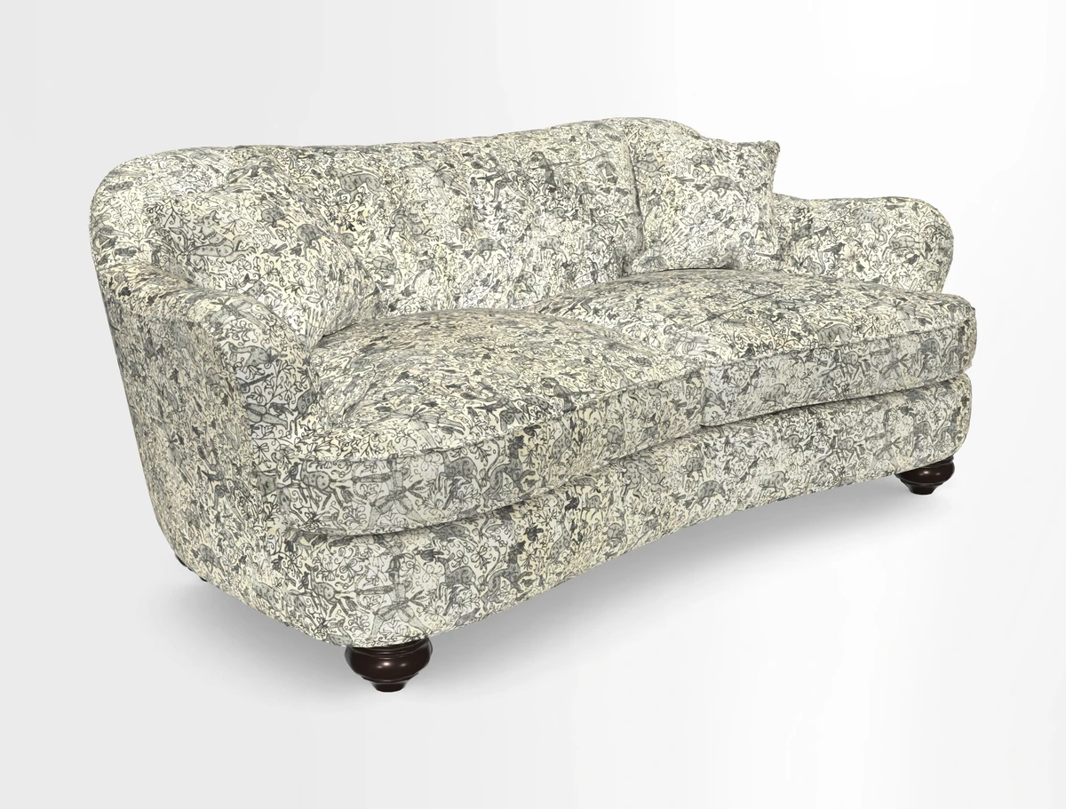 Fairmont 3 Seater Sofa in Romo Osumi Wild Rose with Contrast Piping in Linwood Luna Blossom Contrasting Scatters in Colefax & Fowler Jocasta Velvet Red