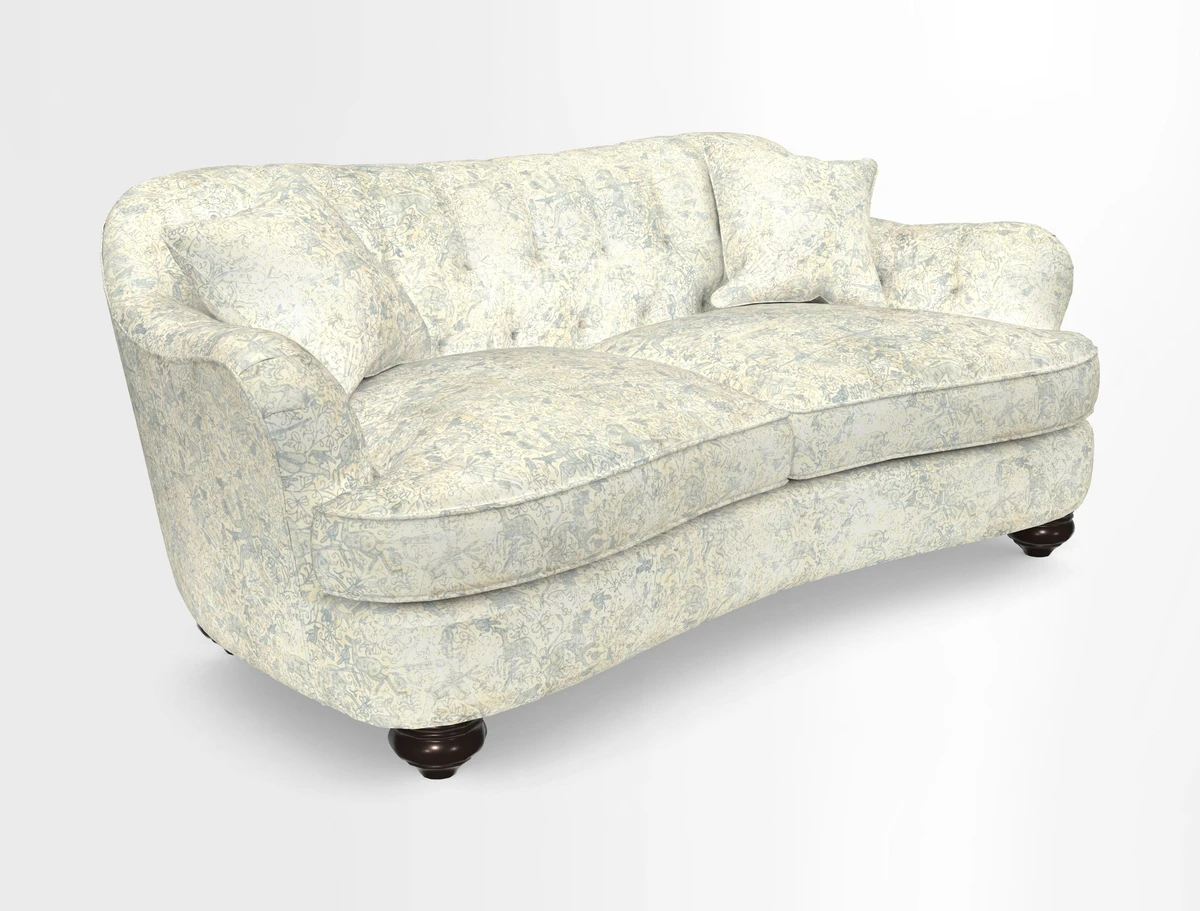 Fairmont 3 Seater Sofa in Romo Osumi Wild Rose with Contrast Piping in Linwood Luna Blossom Contrasting Scatters in Colefax & Fowler Jocasta Velvet Red
