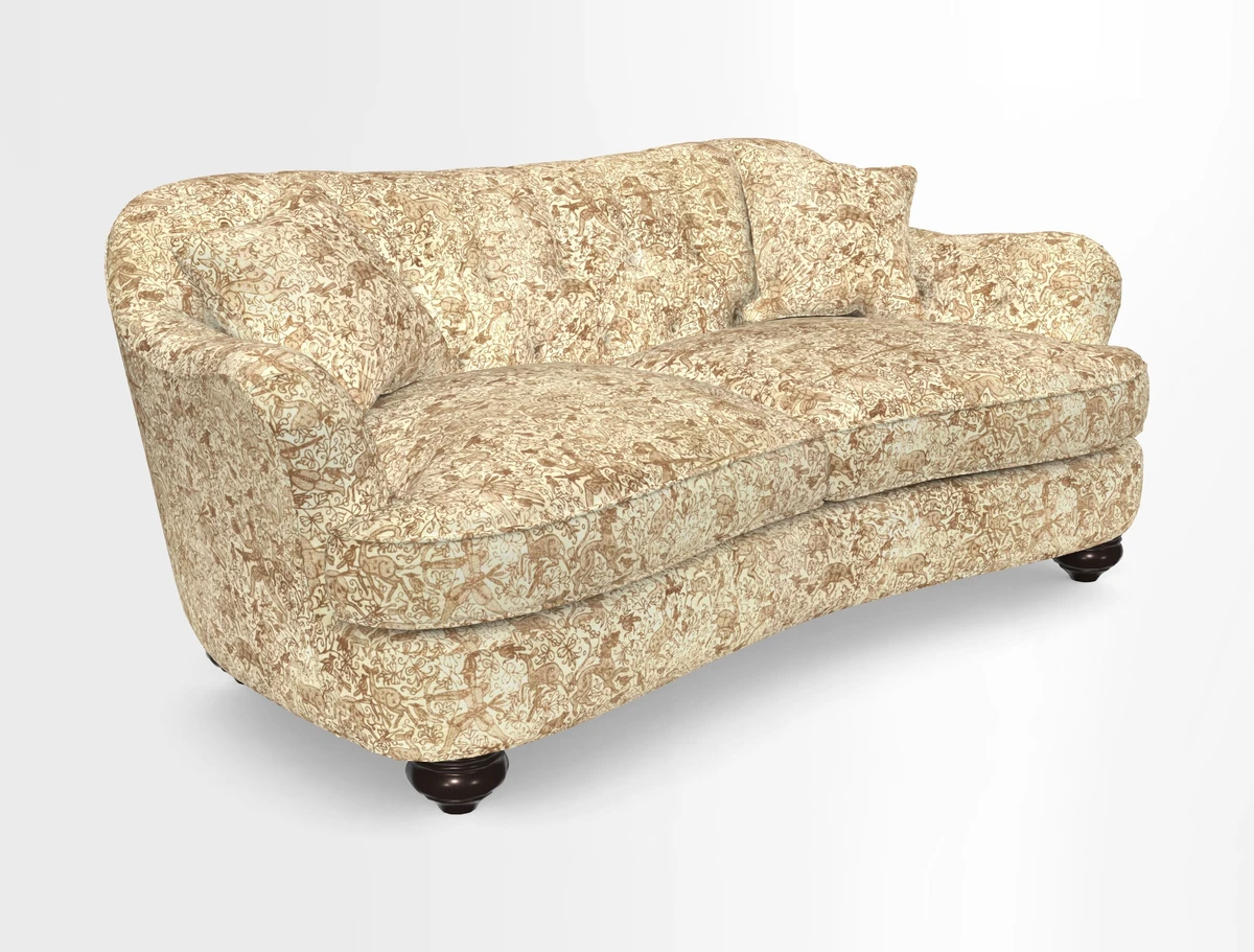 Fairmont 3 Seater Sofa in Romo Osumi Wild Rose with Contrast Piping in Linwood Luna Blossom Contrasting Scatters in Colefax & Fowler Jocasta Velvet Red