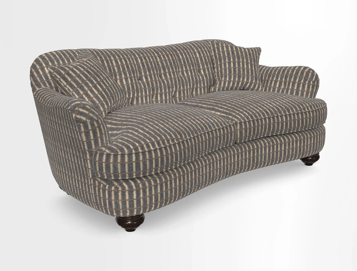 Fairmont 3 Seater Sofa in Romo Osumi Wild Rose with Contrast Piping in Linwood Luna Blossom Contrasting Scatters in Colefax & Fowler Jocasta Velvet Red