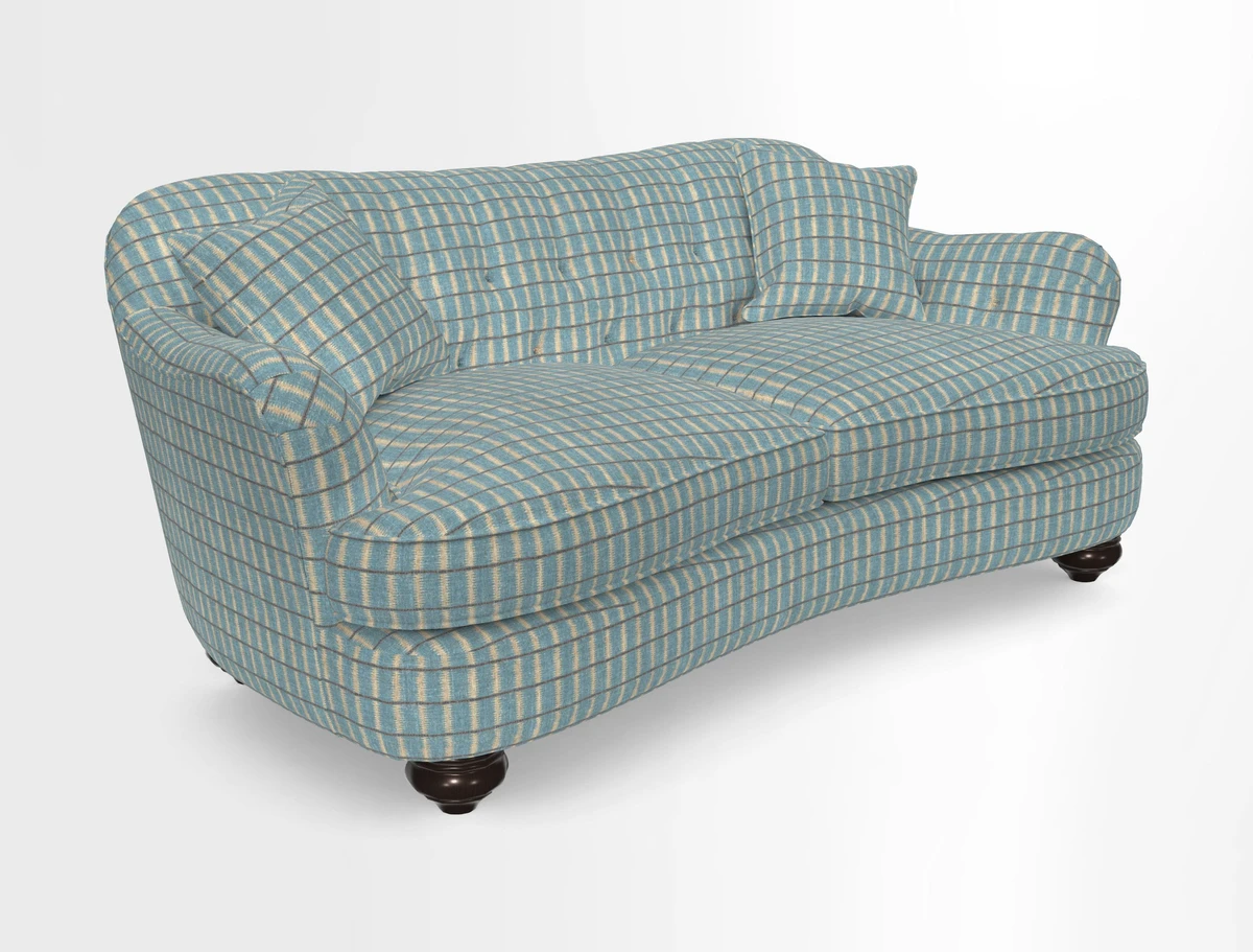 Fairmont 3 Seater Sofa in Romo Osumi Wild Rose with Contrast Piping in Linwood Luna Blossom Contrasting Scatters in Colefax & Fowler Jocasta Velvet Red
