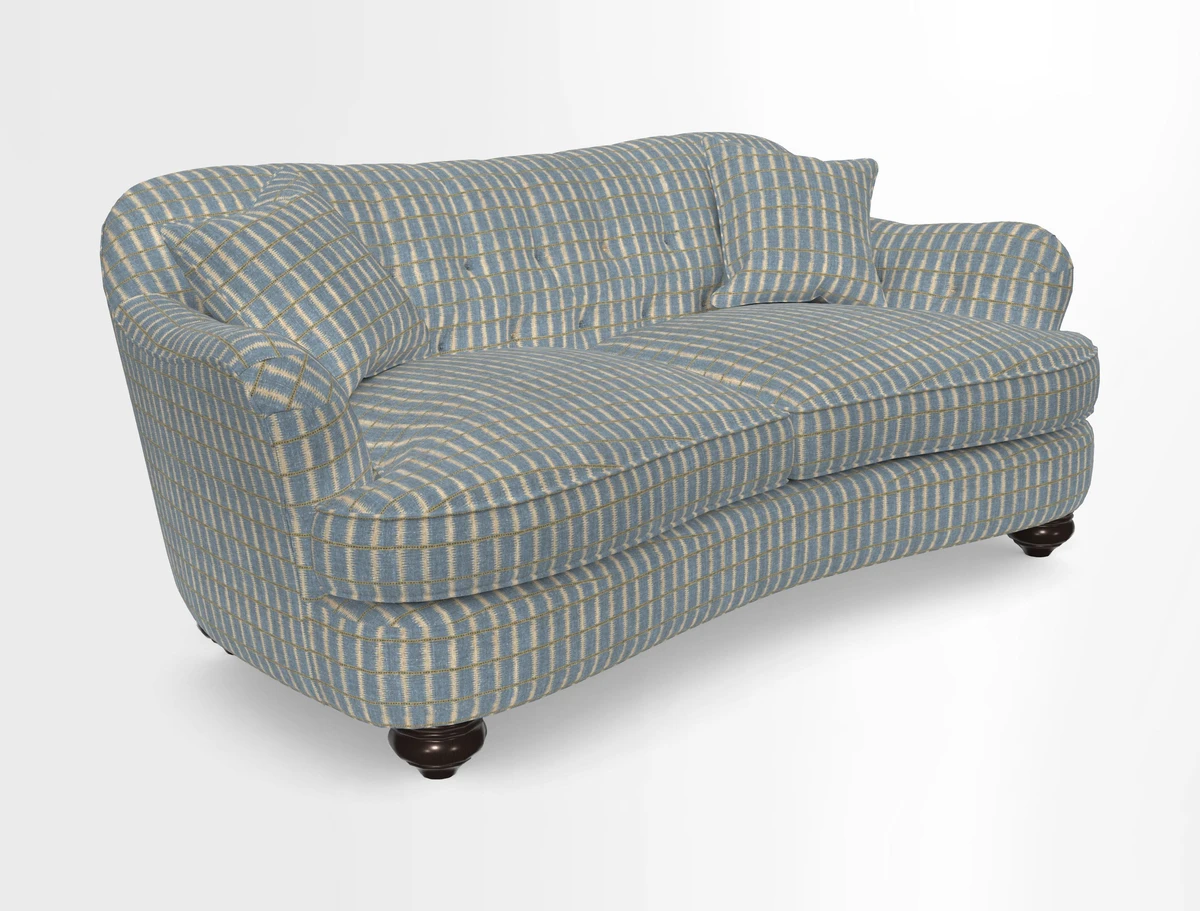Fairmont 3 Seater Sofa in Romo Osumi Wild Rose with Contrast Piping in Linwood Luna Blossom Contrasting Scatters in Colefax & Fowler Jocasta Velvet Red