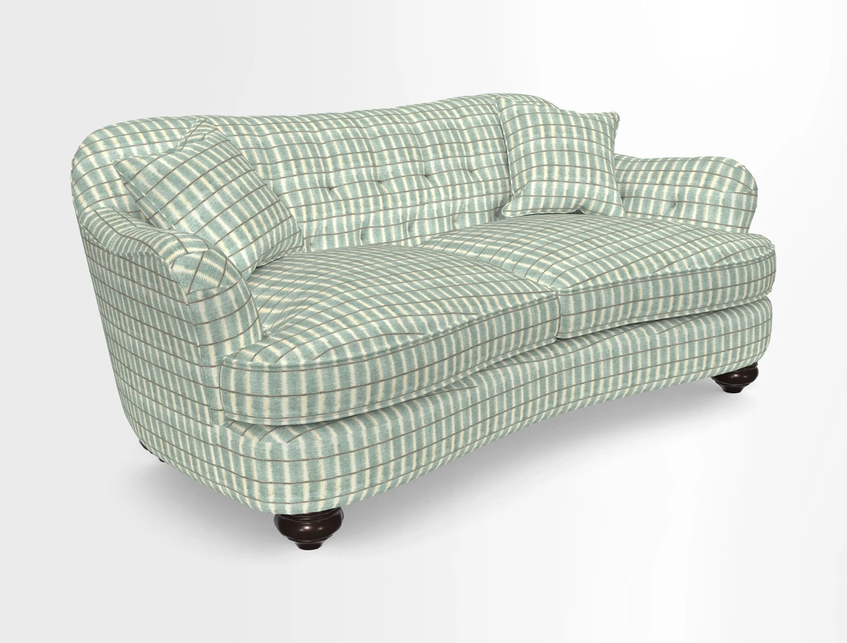 Fairmont 3 Seater Sofa in Romo Osumi Wild Rose with Contrast Piping in Linwood Luna Blossom Contrasting Scatters in Colefax & Fowler Jocasta Velvet Red